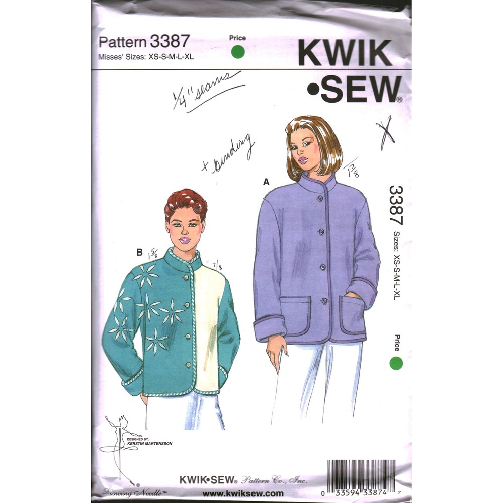Kwik Sew 3387 Misses Jackets Sewing Pattern XS-XL Fleece Stand Collar Kerstin M